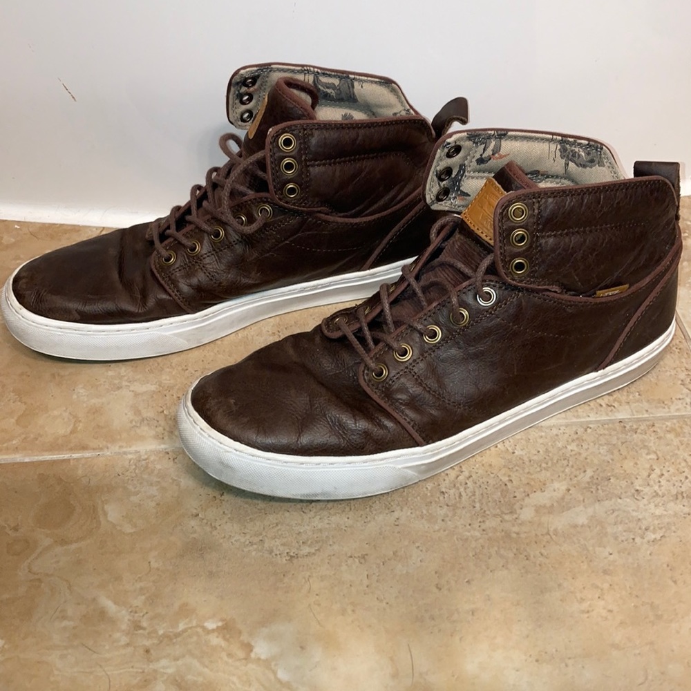 Brown leather vans